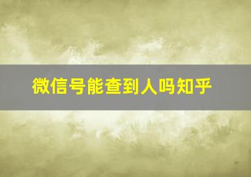 微信号能查到人吗知乎