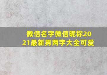 微信名字微信昵称2021最新男两字大全可爱