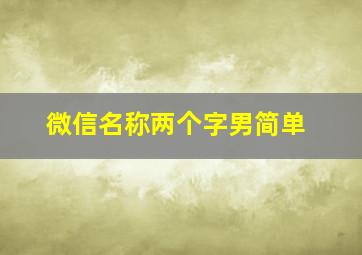 微信名称两个字男简单