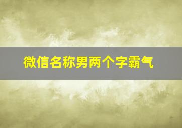 微信名称男两个字霸气