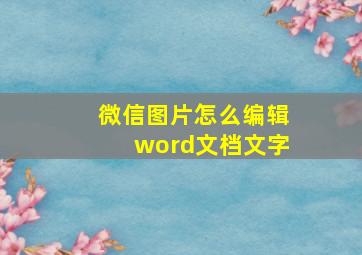 微信图片怎么编辑word文档文字