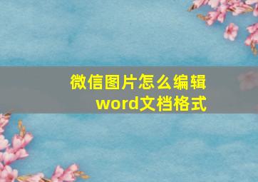 微信图片怎么编辑word文档格式