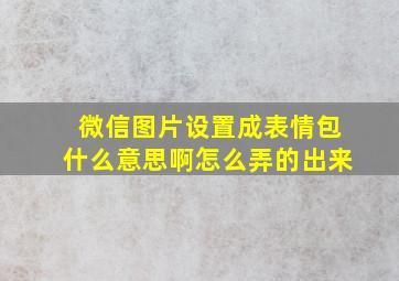 微信图片设置成表情包什么意思啊怎么弄的出来