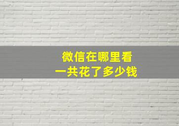 微信在哪里看一共花了多少钱