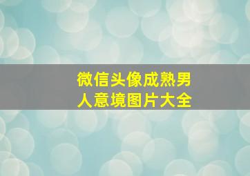 微信头像成熟男人意境图片大全