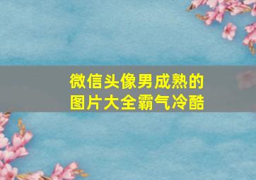 微信头像男成熟的图片大全霸气冷酷