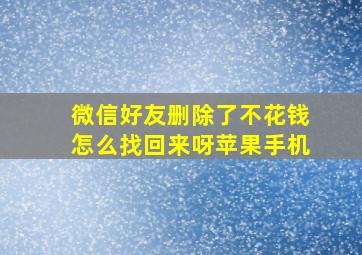 微信好友删除了不花钱怎么找回来呀苹果手机