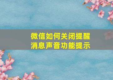 微信如何关闭提醒消息声音功能提示