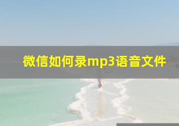 微信如何录mp3语音文件