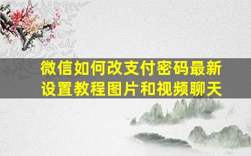 微信如何改支付密码最新设置教程图片和视频聊天