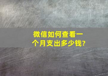 微信如何查看一个月支出多少钱?