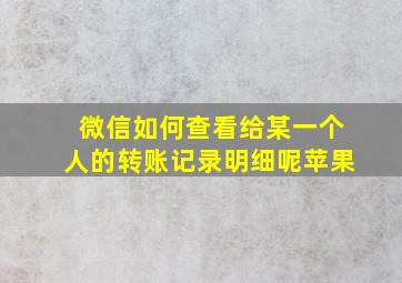 微信如何查看给某一个人的转账记录明细呢苹果