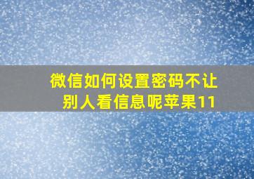 微信如何设置密码不让别人看信息呢苹果11