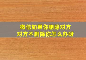 微信如果你删除对方对方不删除你怎么办呀