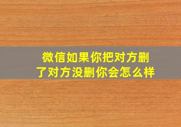 微信如果你把对方删了对方没删你会怎么样