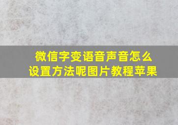 微信字变语音声音怎么设置方法呢图片教程苹果