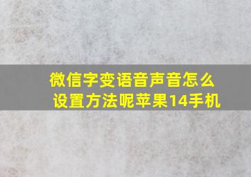 微信字变语音声音怎么设置方法呢苹果14手机