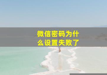 微信密码为什么设置失败了