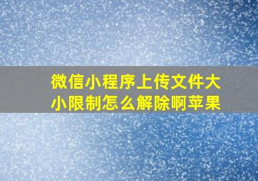 微信小程序上传文件大小限制怎么解除啊苹果