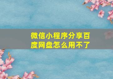 微信小程序分享百度网盘怎么用不了