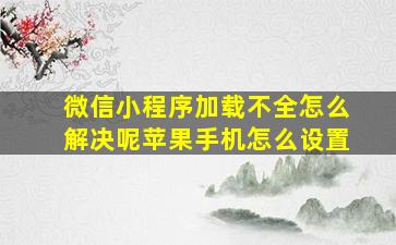 微信小程序加载不全怎么解决呢苹果手机怎么设置