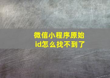 微信小程序原始id怎么找不到了