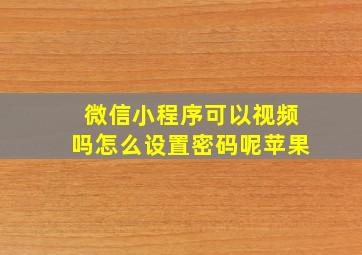 微信小程序可以视频吗怎么设置密码呢苹果