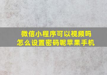 微信小程序可以视频吗怎么设置密码呢苹果手机