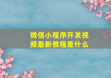 微信小程序开发视频最新教程是什么