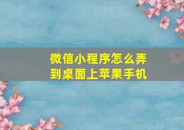 微信小程序怎么弄到桌面上苹果手机