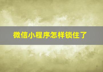 微信小程序怎样锁住了