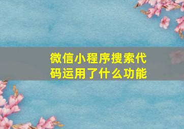 微信小程序搜索代码运用了什么功能