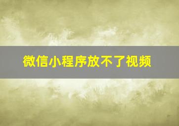 微信小程序放不了视频