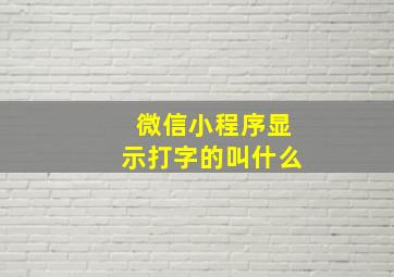 微信小程序显示打字的叫什么