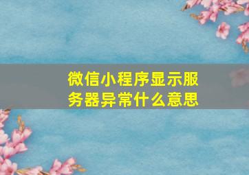 微信小程序显示服务器异常什么意思