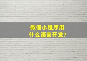 微信小程序用什么语言开发?