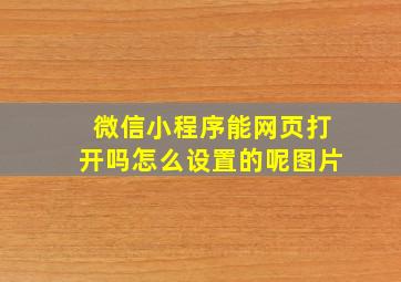 微信小程序能网页打开吗怎么设置的呢图片