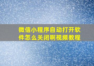 微信小程序自动打开软件怎么关闭啊视频教程