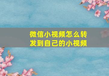 微信小视频怎么转发到自己的小视频