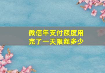 微信年支付额度用完了一天限额多少