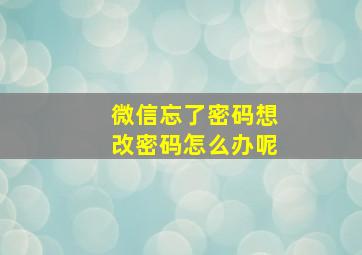 微信忘了密码想改密码怎么办呢