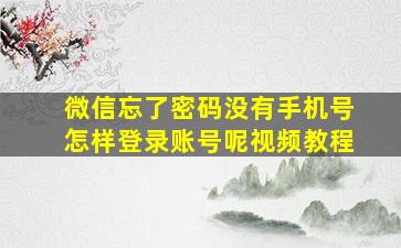 微信忘了密码没有手机号怎样登录账号呢视频教程