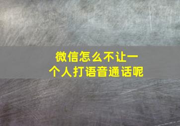 微信怎么不让一个人打语音通话呢