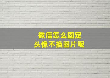 微信怎么固定头像不换图片呢