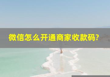 微信怎么开通商家收款码?