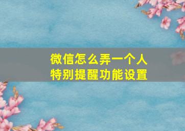 微信怎么弄一个人特别提醒功能设置