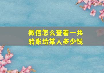 微信怎么查看一共转账给某人多少钱