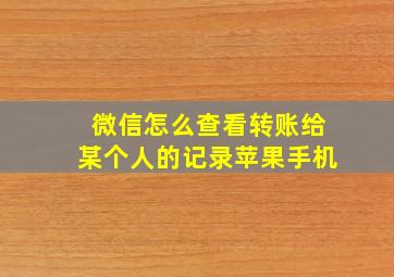 微信怎么查看转账给某个人的记录苹果手机