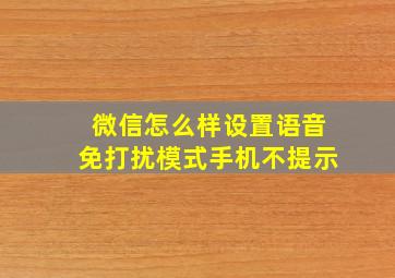 微信怎么样设置语音免打扰模式手机不提示