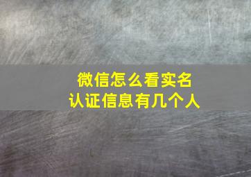 微信怎么看实名认证信息有几个人